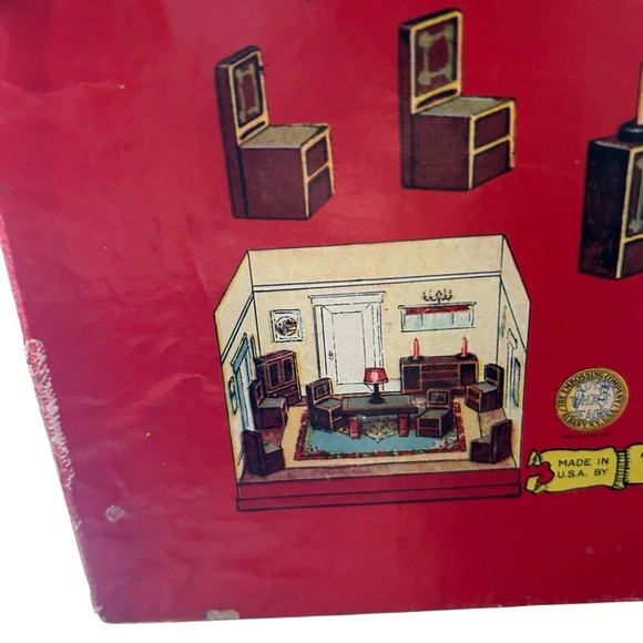 Vintage Toys That Teach Dining Room Set w/ Box The Embossing Co Dollhouse 1930s - Picture 5 of 16